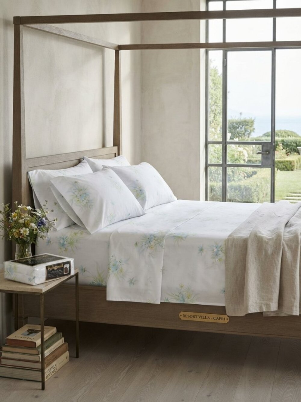 NIP Vintage Springmaid Wondercale White Floral Queen Sheet Set